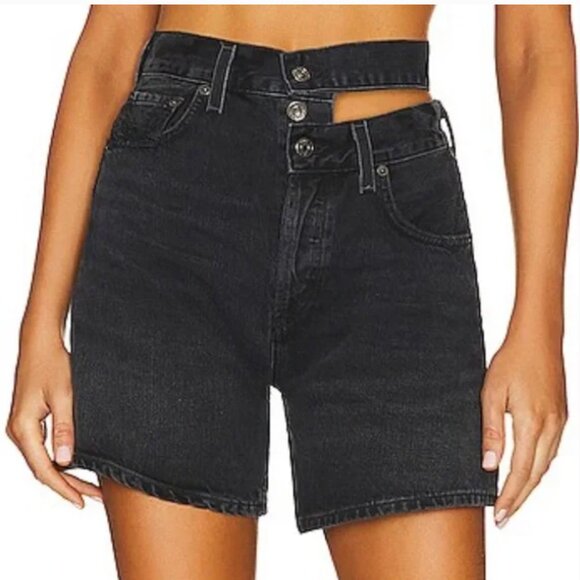 Agolde Broken Waistband Shorts Black - sz 26